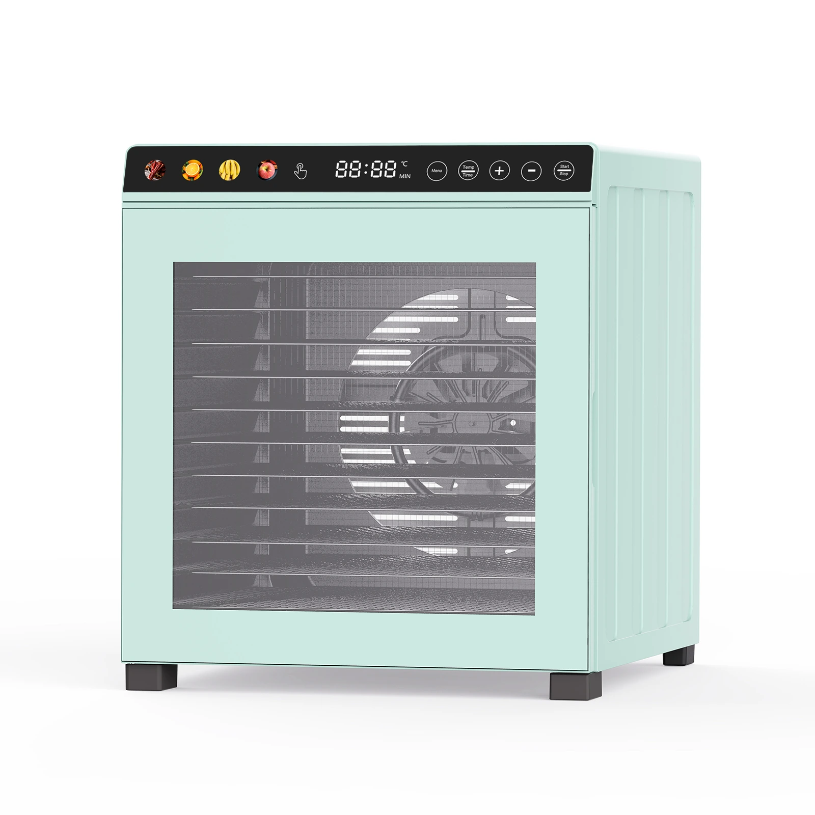 12-Tray Food Dehydrator FD3501 - Right three-quarter view with touch panel