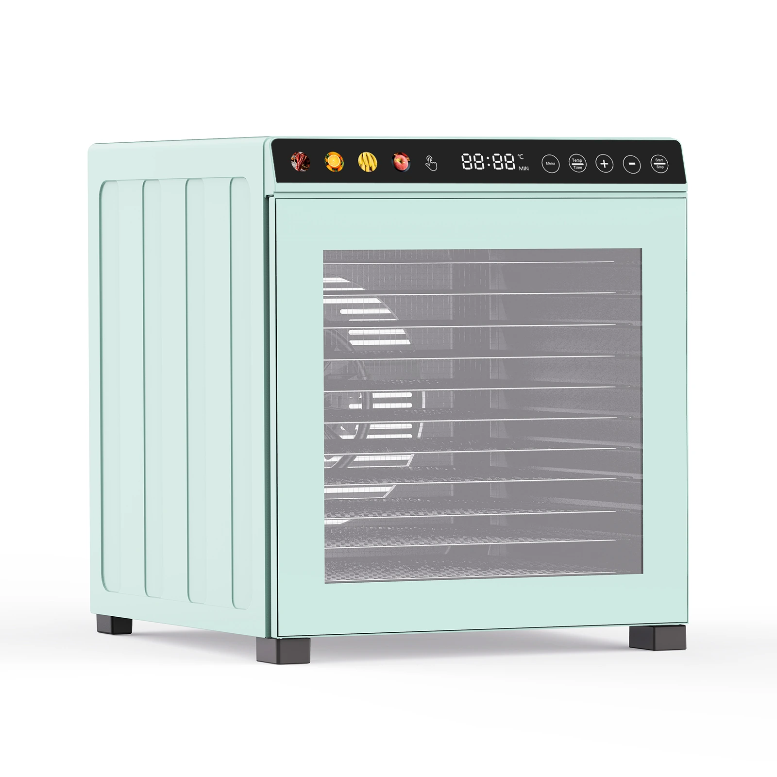 12-Tray Food Dehydrator FD3501 - Right side profile showing the full-depth cabinet