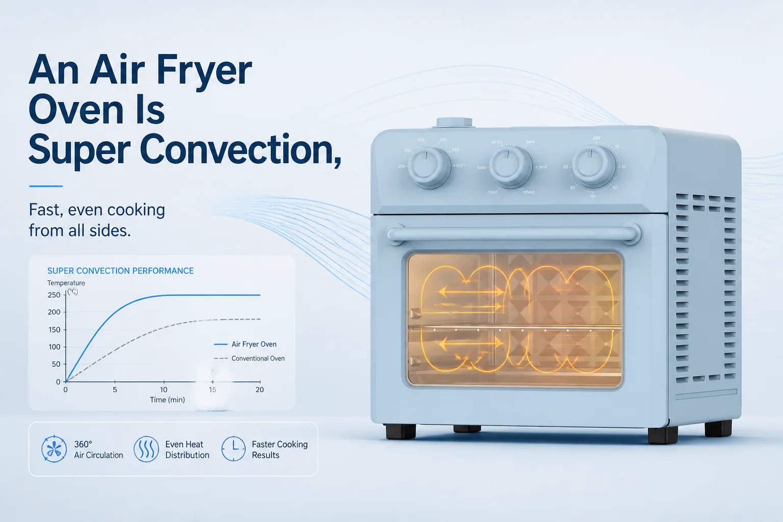 Blog cover: An Air Fryer Oven Is Super Convection, Not Deep Frying