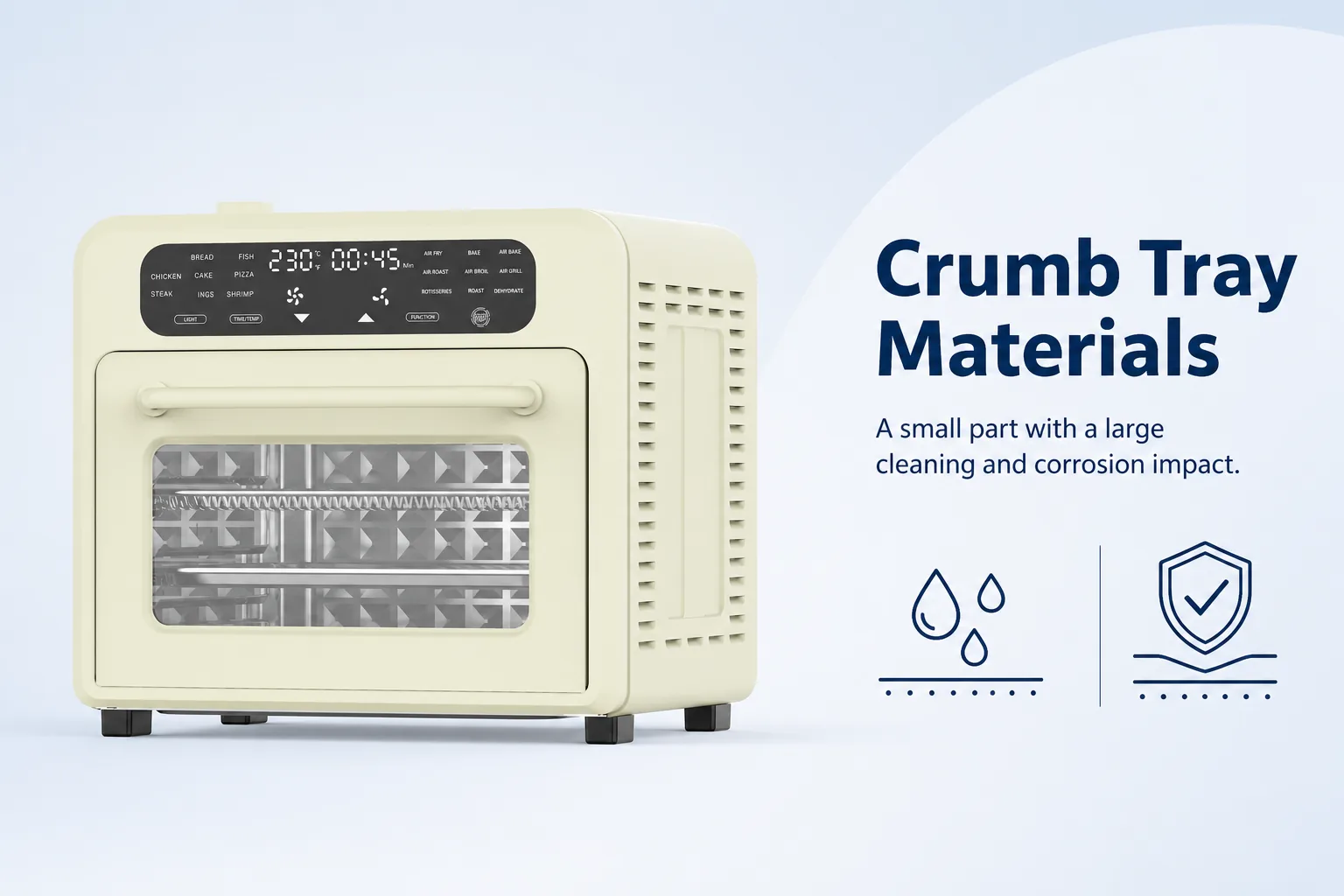 Blog cover: Crumb Tray Materials: A Small Part With a Large Cleaning and Corrosion Impact