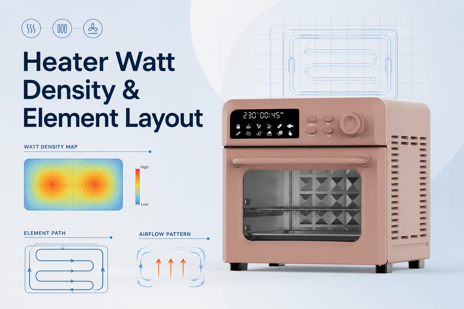 Blog cover: Heater Watt Density and Element Layout: The Hidden Variables Behind Oven Performance