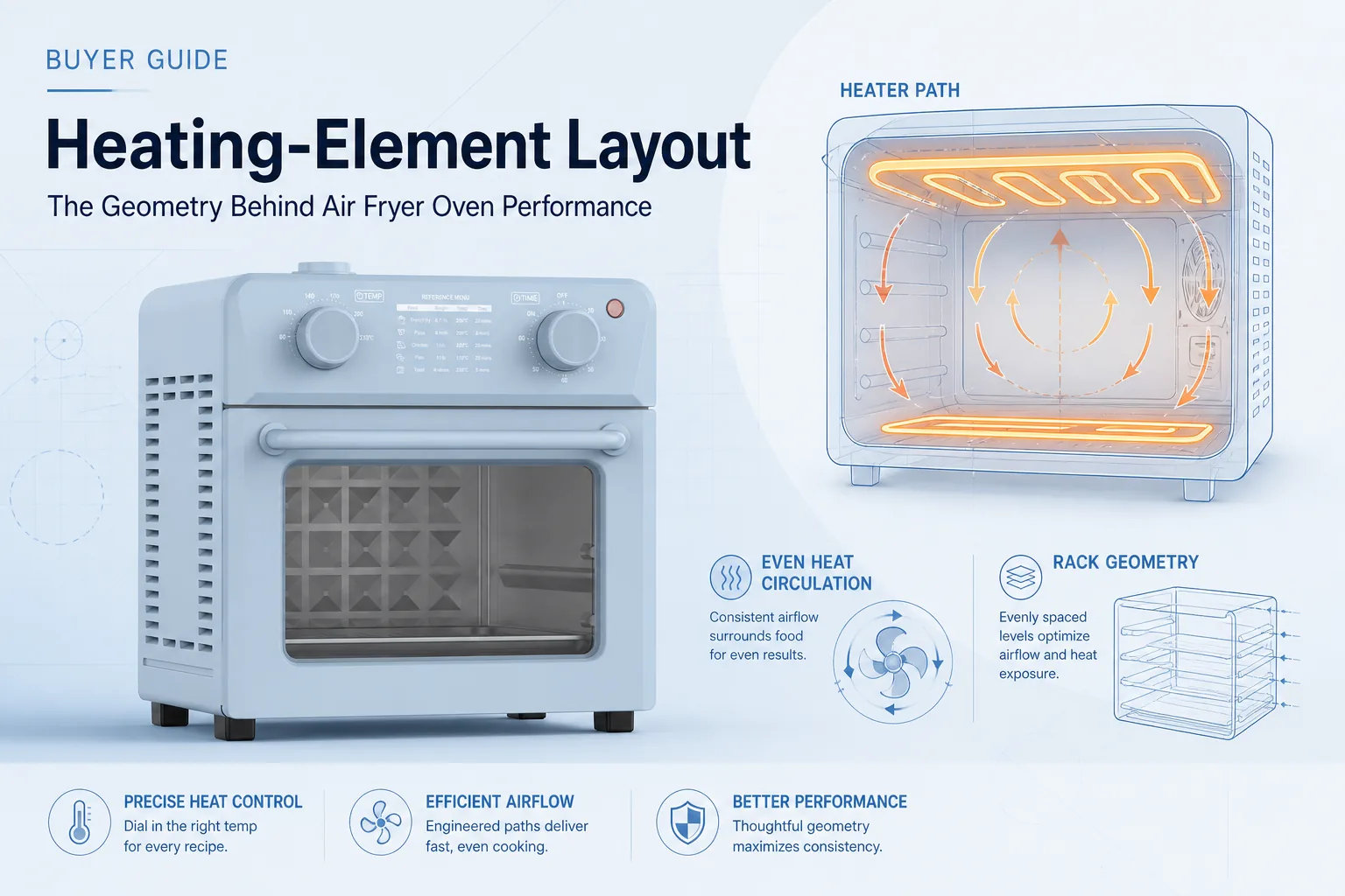 Blog cover: Heating Element Layout: The Geometry Behind Air Fryer Oven Performance