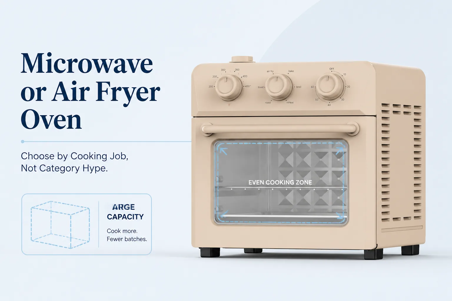 Blog cover: Microwave or Air Fryer Oven? Choose by Cooking Job, Not Category Hype