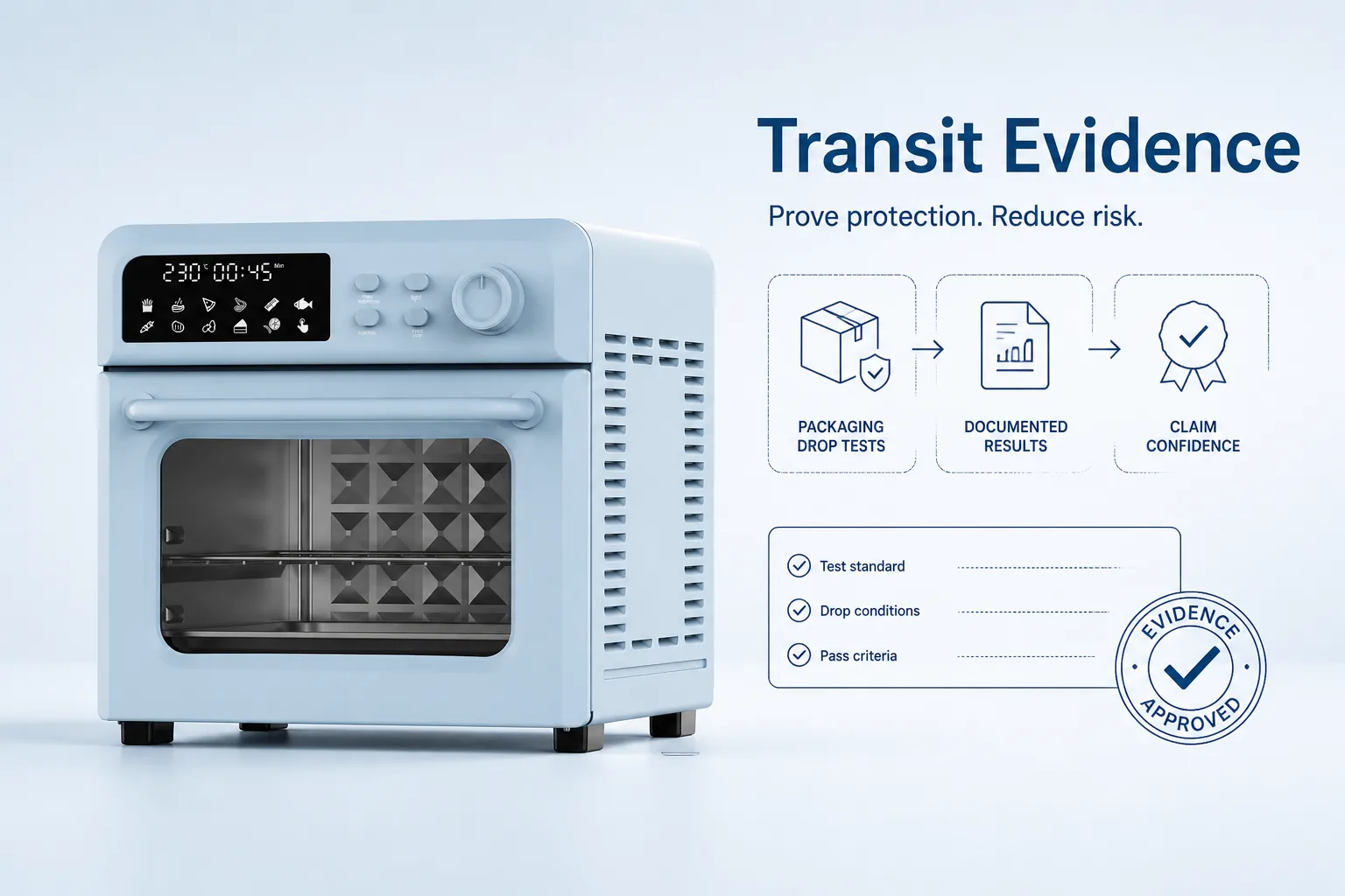Blog cover: Packaging Drop Tests for Countertop Ovens: Turn a Carton Claim Into Evidence