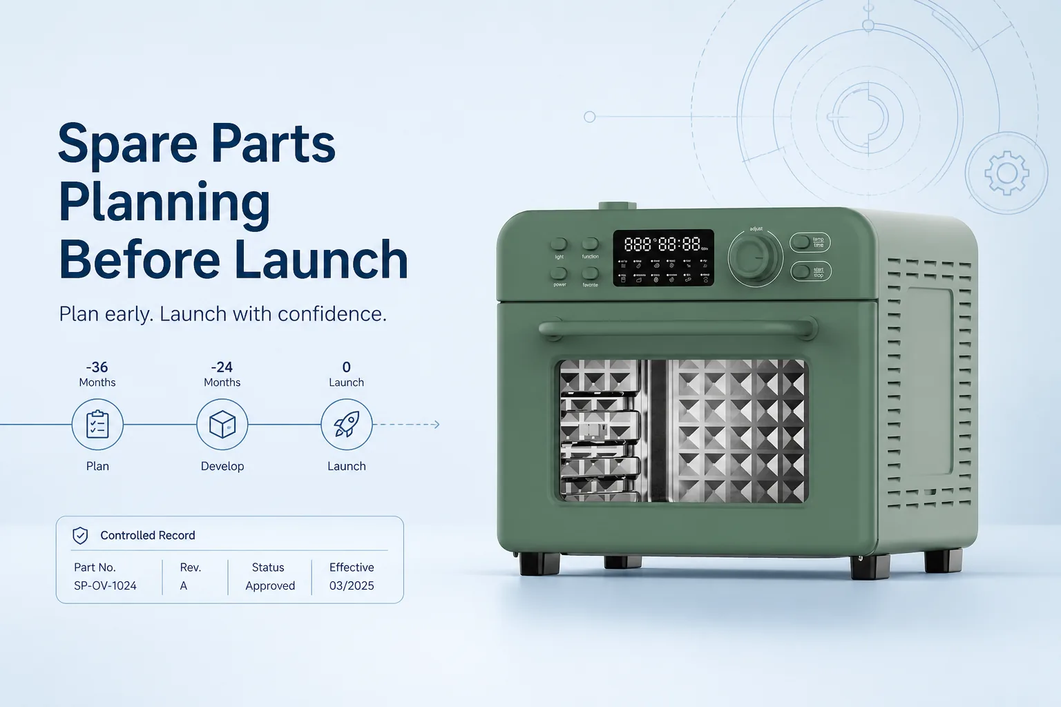 Blog cover: Spare Parts Planning Before Launch: A Three-Year Oven Programme