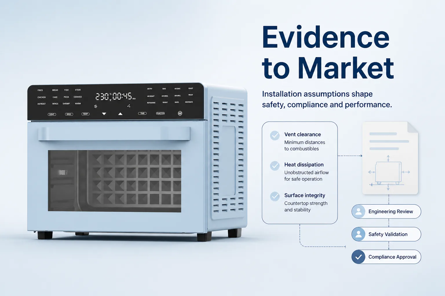 Blog cover: Vent Clearance: How Installation Assumptions Change Countertop Oven Safety and Performance